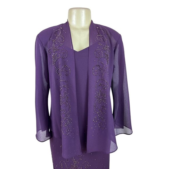 R&M Richard’s Women’s Purple  Sleeveless Formal Dress With Matching Jacket Sz 8 - Picture 9 of 13